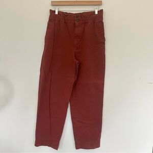 Madewell Barrel Pants Paper Bag Rust Red High-Waisted Pants Cotton Blend 6